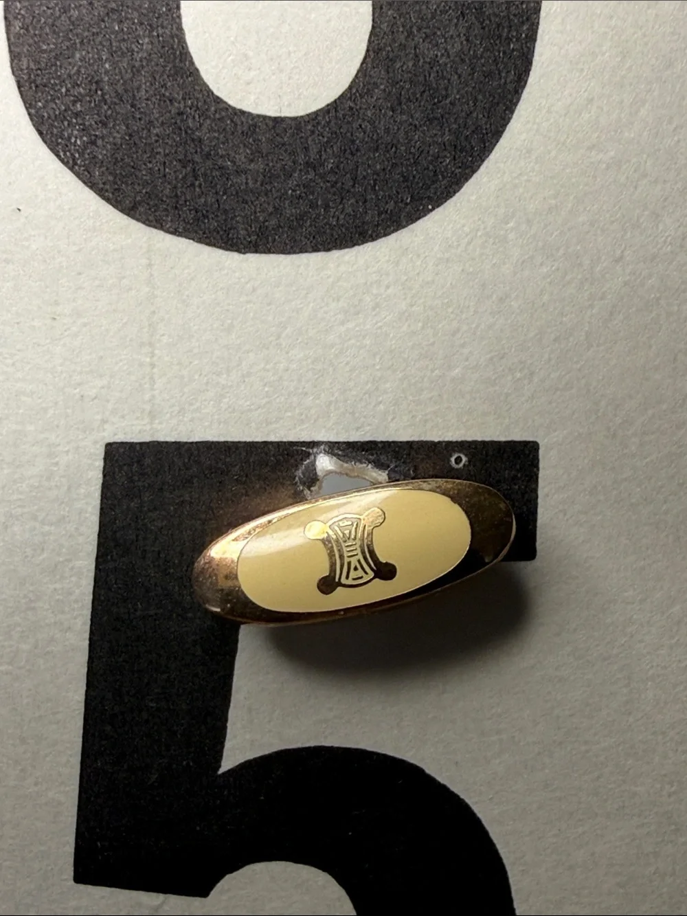 Vintage Celine Triomphe Logo Two-Tone Gold Silver Oval Cufflinks
